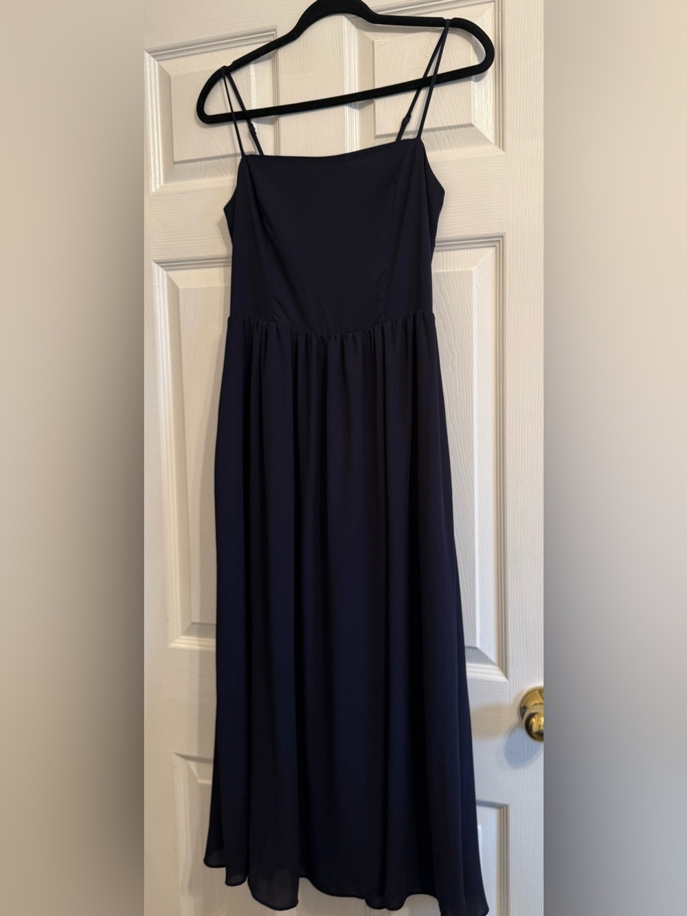 Babaton Navy Spaghetti-Strap Maxi Dress